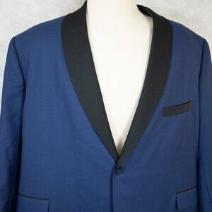 BESPOKE Tom James 1-Btn Blue With Black Shawl Lapels Dual Vent Tuxedo Jacket 52R